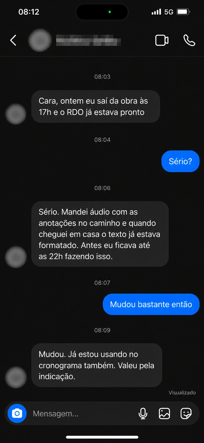 Conversa ilustrativa: Organização do RDO e do cronograma na rotina da obra.